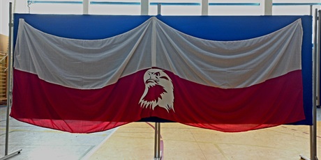 Powiększ grafikę: Tablice z flagą Polski. 
