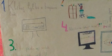 Powiększ grafikę: 3.	Plakat wykonany przez uczniów klasy IV „Bezpieczne korzystanie z Internetu”.