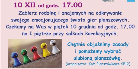 Powiększ grafikę: Plakat reklamujący akcję "Rodzinne Planszówki".