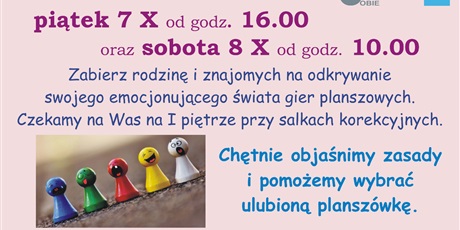 Powiększ grafikę: Plakat z informacjami o akcji Rodzinne Planszówki w SP12