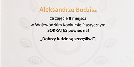 Powiększ grafikę: Dyplom  Oli - 2 miejsce w Wojewódzkim konkursie plastycznym.