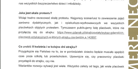 List Prezydent Aleksandry Dulkiewicz  do rodziców w sprawie strajku. 