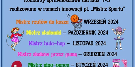 Regulamin konkursu dla klas 1-3 realizowanego w ramach innowacji pt. „Mistrz Sportu”