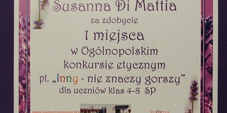 Powiększ grafikę: susanna-di-mattia-zdobyla-1-miejsce-w-ogolnopolskim-konkursie-etycznym-263544.jpg