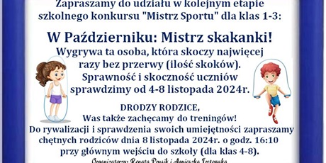 Szkolny konkurs "Mistrz Sportu" dla klas 1-3: