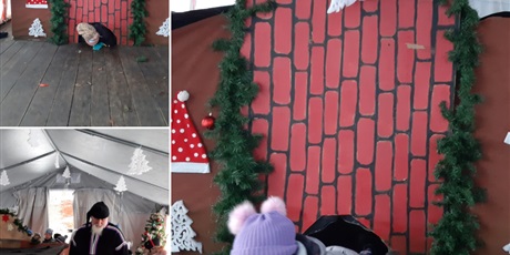 Powiększ grafikę: Dzieci pokonują labirynt w kominie Świętego Mikołaja. 