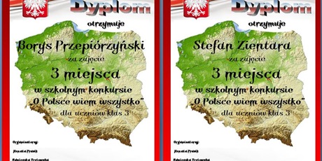 Powiększ grafikę: Dyplomy dla uczniów, którzy zdobyli 3 miejsca