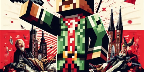 Powiększ grafikę: Grafika na temat Polski stworzona w programie Minecraft.