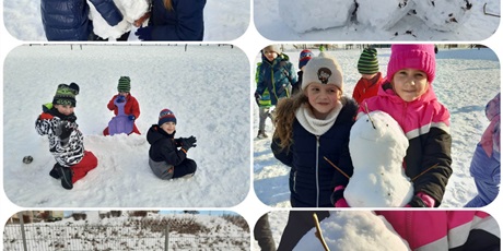Powiększ grafikę: Dzieci bawiące się na śniegu.
